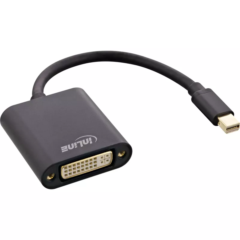 InLine Mini DisplayPort kištukas / DVI-D 24+1 adapterio lizdas aliuminis juodas, 0,15 m