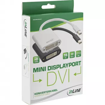 InLine Mini DisplayPort kištukas / DVI-D 24+1 adapterio lizdas aliuminis juodas, 0,15 m