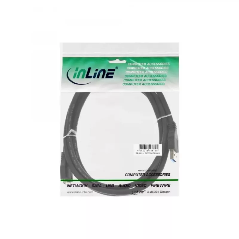 “InLine” USB 3.2 Gen.1 laidas, USB A kištukas / Micro USB B kištukas, juodas, 2 m