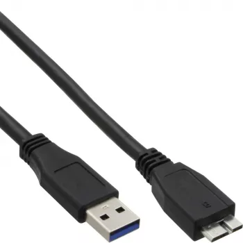InLine USB 3.2 Gen.1 laidas, A tipo kištukas / Mikro B kištukas, juodas, 0,5 m