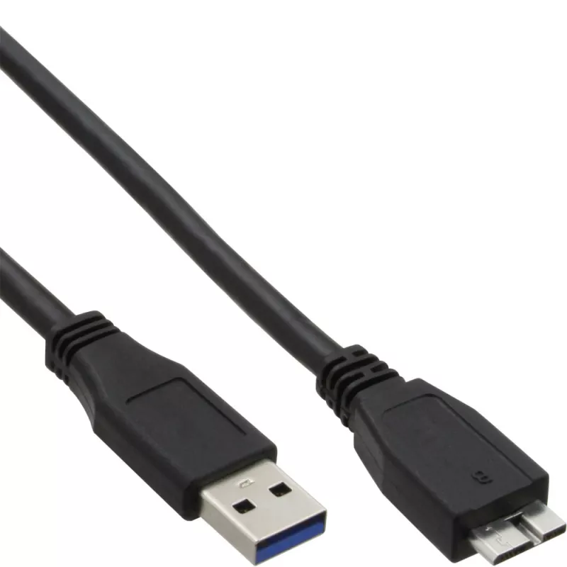 InLine USB 3.2 Gen.1 laidas, A tipo kištukas / Mikro B kištukas, juodas, 0,5 m