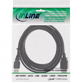 USB 2.0 ilginamasis laidas Type A kištukas/lizdas InLine 34610B juodas 1 m