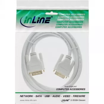 InLine DVI-D laidas 24+1 kištukas / kištukas DVI Dual Link baltas / auksinis 5 m
