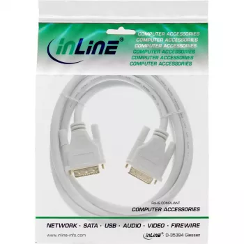 InLine DVI-D laidas 24+1 kištukas / kištukas DVI Dual Link baltas/aukso spalvos 2 m