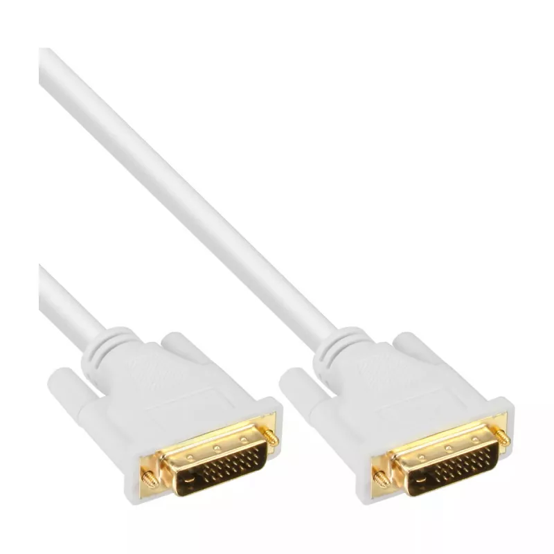InLine DVI-D laidas 24+1 kištukas / kištukas DVI Dual Link baltas/aukso spalvos 2 m