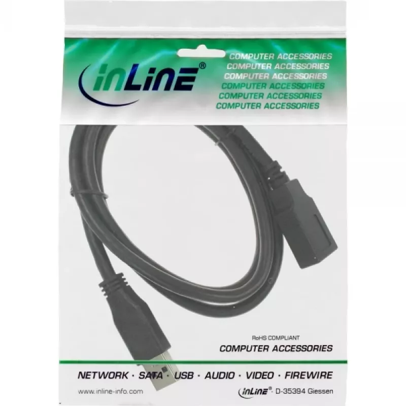 InLine USB 3.2 Gen.1 laidas, Type A (kištukas) / Type B (lizdas), juodas, 1,5 m