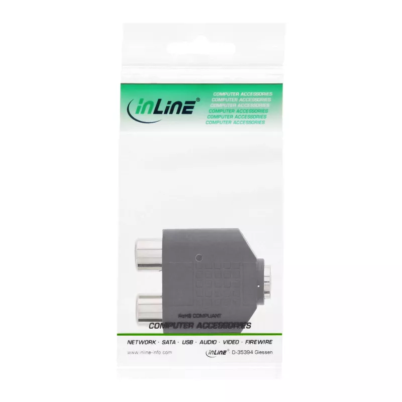 Garso adapteris 3,5 mm lizdas moteriškas stereofoninis / 2x RCA moteriškas InLine 99346