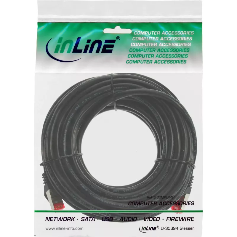 InLine komutacinis kabelis S/FTP PiMF Cat.6 250MHz PVC varis juodas 40m