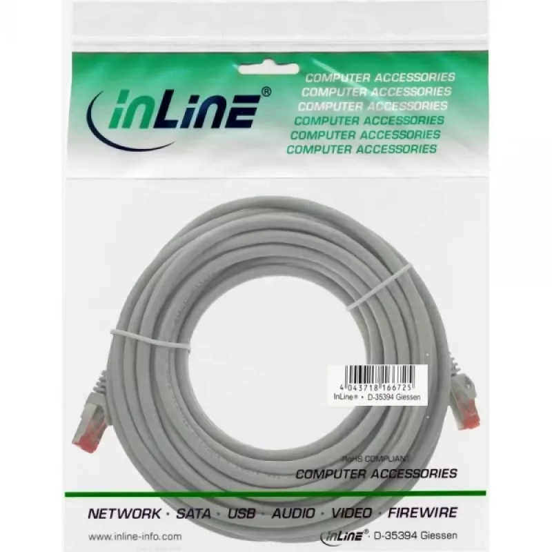 InLine komutacinis kabelis S/FTP PiMF Cat.6 250MHz PVC varis pilkas 40m