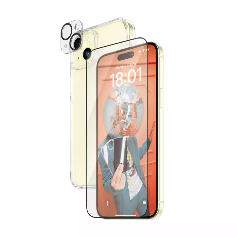 PanzerGlass 3-in-1 Pack iPhone 15 Plus smūgiams atsparus grūdintas stiklas