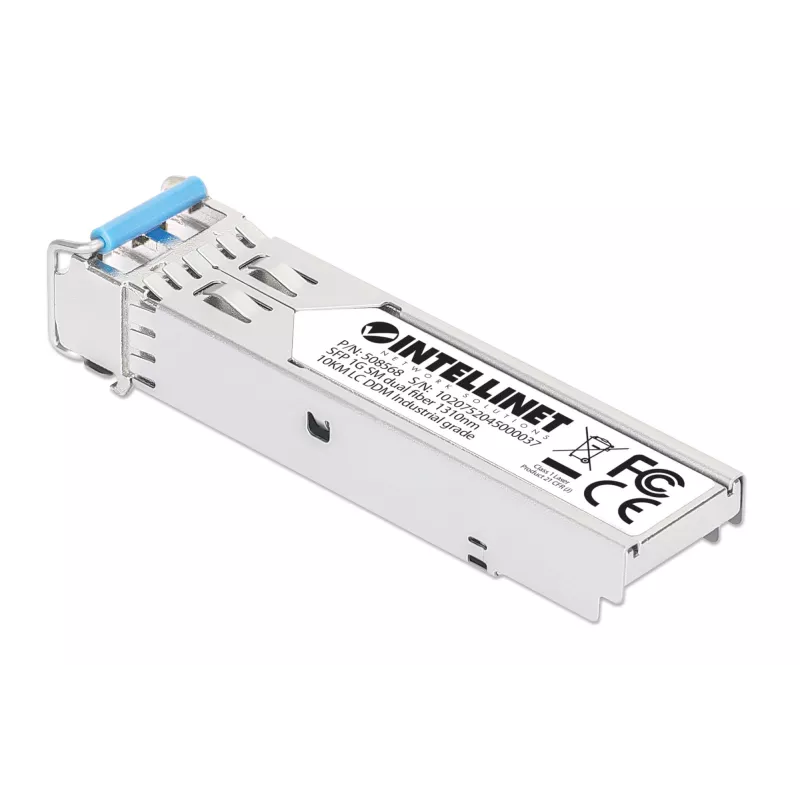 Intellinet Industrial Gigabit Fiber SFP optinis siųstuvas-imtuvas, modulis 1000Base-LX, vienmodis, 10 km, sidabrinis