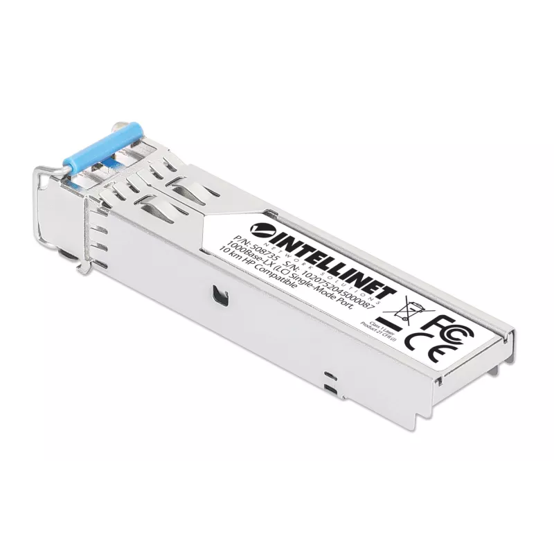 “Intellinet” Gigabitinio šviesolaidinio SFP optinio siųstuvo-imtuvo modulis 1000Base-LX (LC) vienmodis prievadas, 10 km (6,2 mi), suderinamas su HPE, sidabrinis