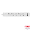 InLine kištukinis lizdas, 5 lizdų CEE 7/3, su apsauga ir USB QC3.0, baltas