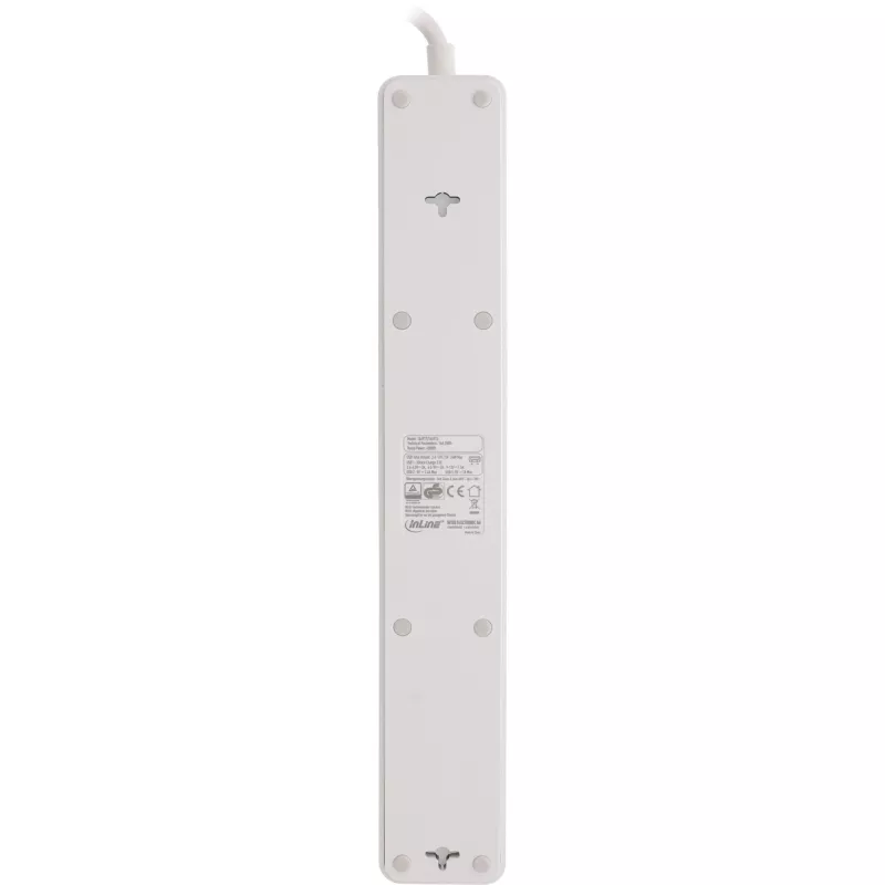 InLine kištukinis lizdas, 5 lizdų CEE 7/3, su apsauga ir USB QC3.0, baltas