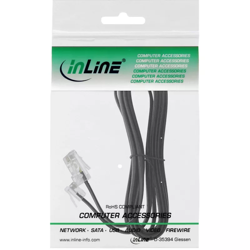 InLine modularus laidas RJ45 8P4C / RJ11 6P4C kištukas/kištukas 10m