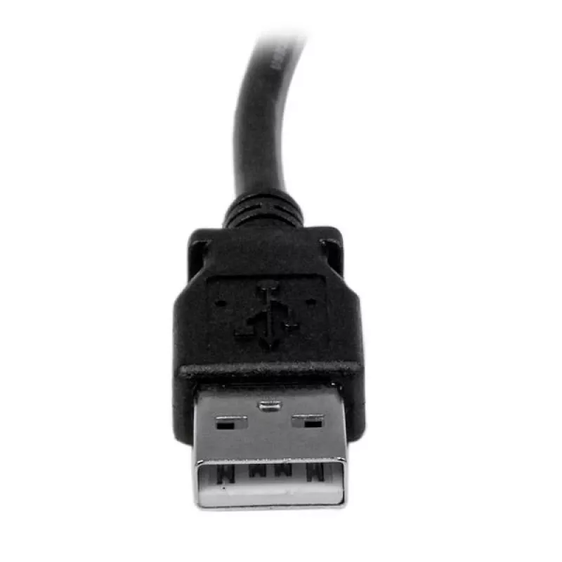 StarTech.com 3 m USB 2.0 A į kairę kampinę B jungtį laidas - M/M, 3 m, USB A, USB B, USB 2.0, 0,48 Gbit/s, juodas