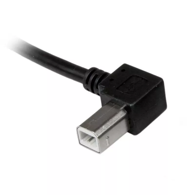 StarTech.com 3 m USB 2.0 A į kairę kampinę B jungtį laidas - M/M, 3 m, USB A, USB B, USB 2.0, 0,48 Gbit/s, juodas