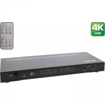 InLine HDMI Matricos Perjungiklis, 4K2K, 4 įėjimai į 2 išėjimus