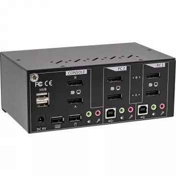 InLine Desktop KVM Switch, 2-port, Dual Monitor DisplayPort 1.2, 4K, USB 2.0