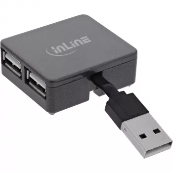InLine USB 2.0 4 prievadų šakotuvas, USB-A kištukas į 4x USB-A lizdą, laidas 4 cm