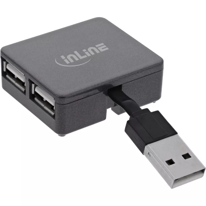 InLine USB 2.0 4 prievadų šakotuvas, USB-A kištukas į 4x USB-A lizdą, laidas 4 cm