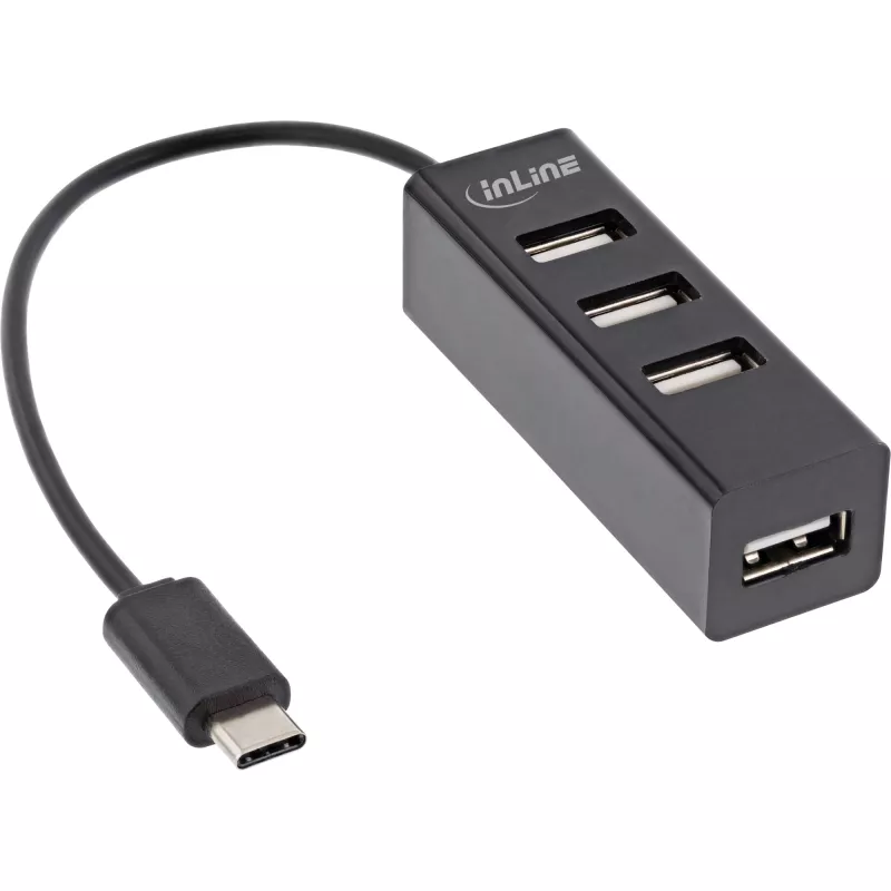 InLine USB 2.0 4 prievadų šakotuvas, USB-C kištukas į 4x USB-A lizdą, laidas 15 cm
