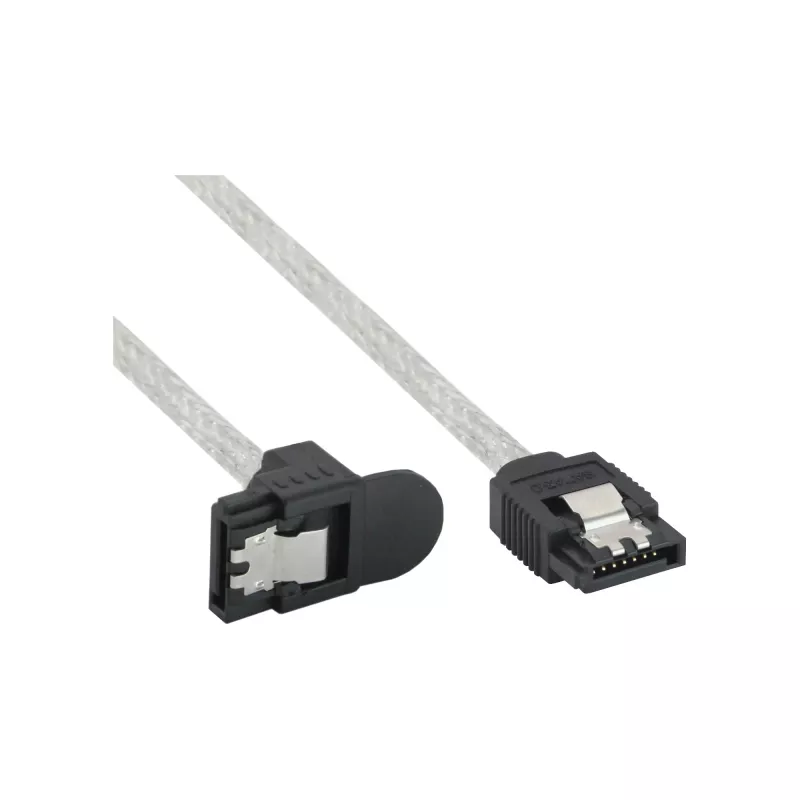InLine SATA 6Gb/s apvalus laidas su fiksatoriais, kampuotas, 0,5 m