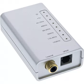 USB HD garso adapteris InLine 33053I 24 bitų 192 kHz skaitmeninis koaksialinis/Toslink/I2S keitiklis