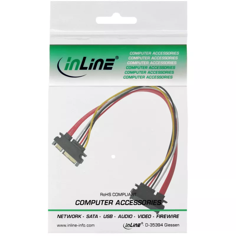InLine SATA duomenų ir maitinimo laidas SATA 6Gb/s kištukas / lizdas 0,30 m