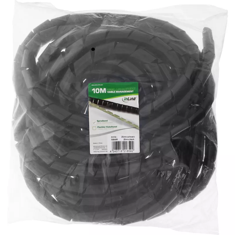 Spiral kabelis wrap InLine 10 m, juodas, 25 mm skersmuo