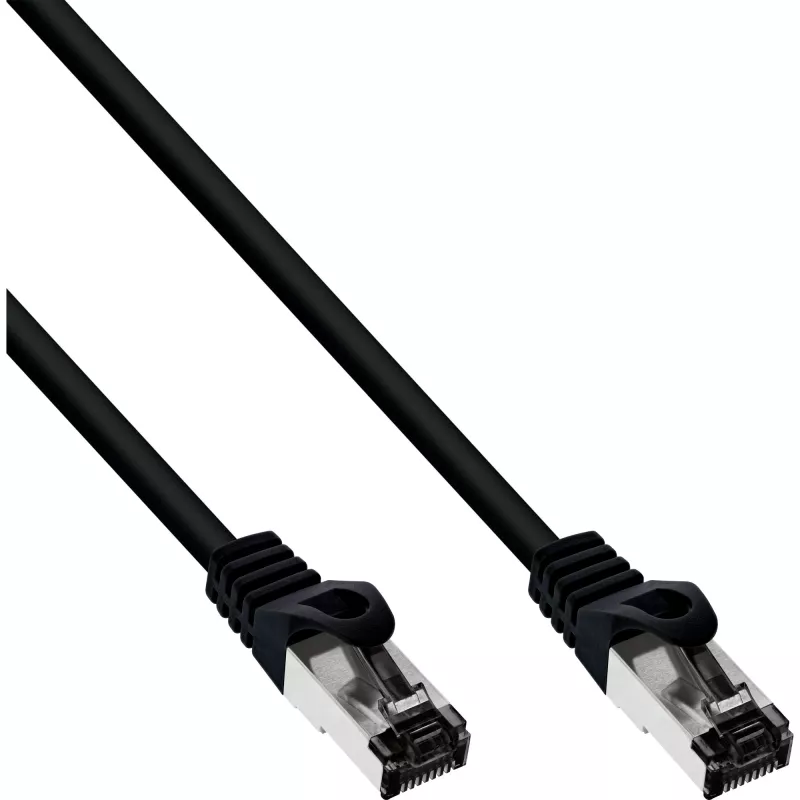 InLine komutacinis kabelis S/FTP PiMF Cat.8.1 be halogenų 2000MHz juodas, 0,5 m