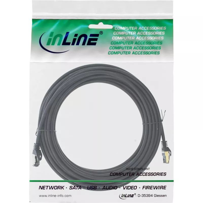 “InLine” komutacinis kabelis S/FTP PiMF Cat.8.1 be halogenų 2000 MHz juodas, 15 m