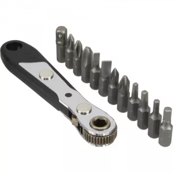 InLine kišeninis įrankių rinkinys su mini reketiniu veržliarakčiu + 12 vnt. antgalių rinkinys