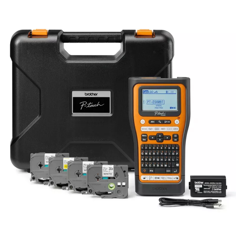 Brother PT-E560BTSP etikečių spausdintuvas, terminio perkėlimo, 180 x 180 DPI, 30 mm/s, laidinis ir belaidis ryšys, HSE/TZe, Bluetooth, QWERTZ