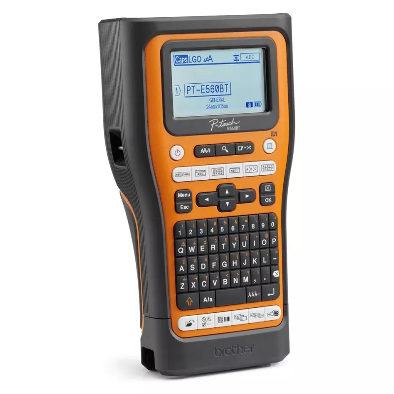 Brother PT-E560BTSP etikečių spausdintuvas, terminio perkėlimo, 180 x 180 DPI, 30 mm/s, laidinis ir belaidis ryšys, HSE/TZe, Bluetooth, QWERTZ
