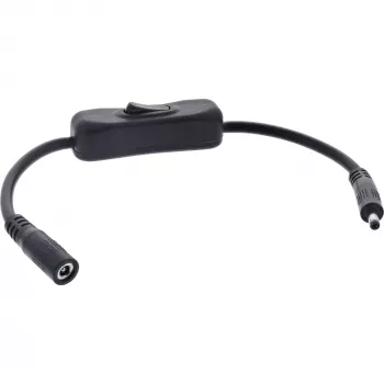InLine nuolatinės srovės laidas su jungikliu, DC kištukas/lizdas 4,0x1,7mm, AWG 18, juodas, 0,20m