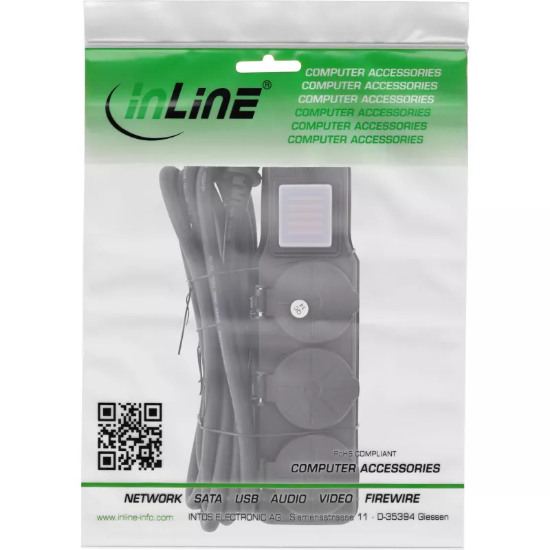 InLine 16493P maitinimo ilgintuvas 5 m 3 kintamosios srovės lizdai (-ų) Juoda