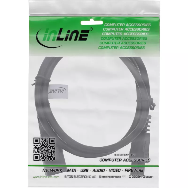InLine maitinimo laidas, C14 lizdas į C5 jungtį, juodas, 2 m
