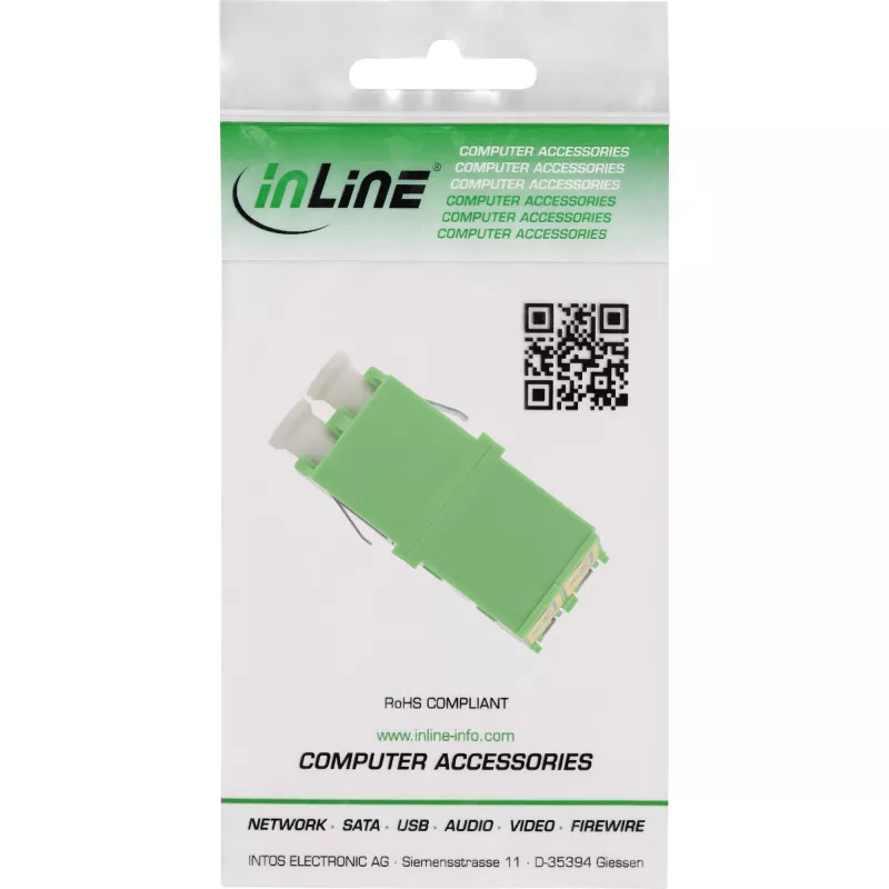 Šviesolaidinis adapteris „InLine“ 89989O LC/LC SM lizdas-lizdas, žalias