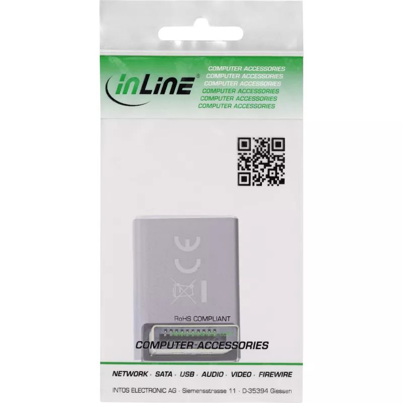 InLine 17291G laido jungties adapteris DisplayPort pilka, juoda