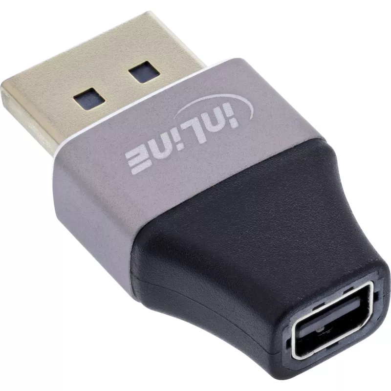 InLine 17291B kabelio jungties adapteris DisplayPort Mini DisplayPort Juoda, Pilka