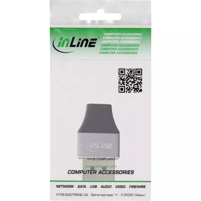 InLine 17291B kabelio jungties adapteris DisplayPort Mini DisplayPort Juoda, Pilka