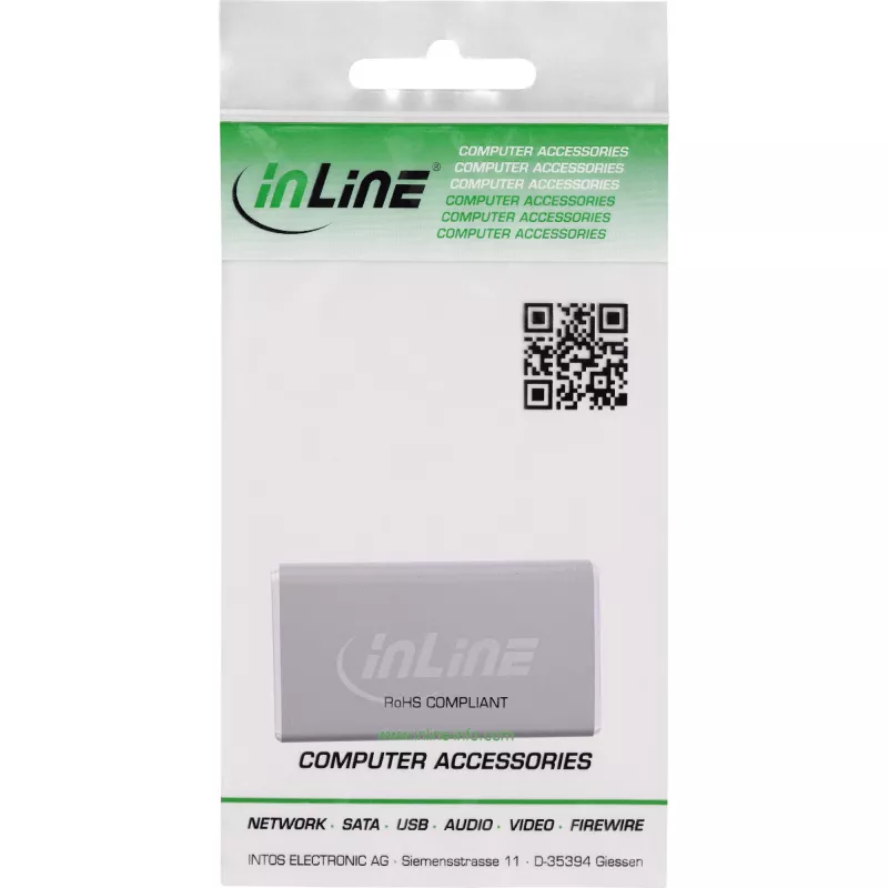 DisplayPort lyties keitiklis InLine 17291A pilkas, paauksuoti kontaktai
