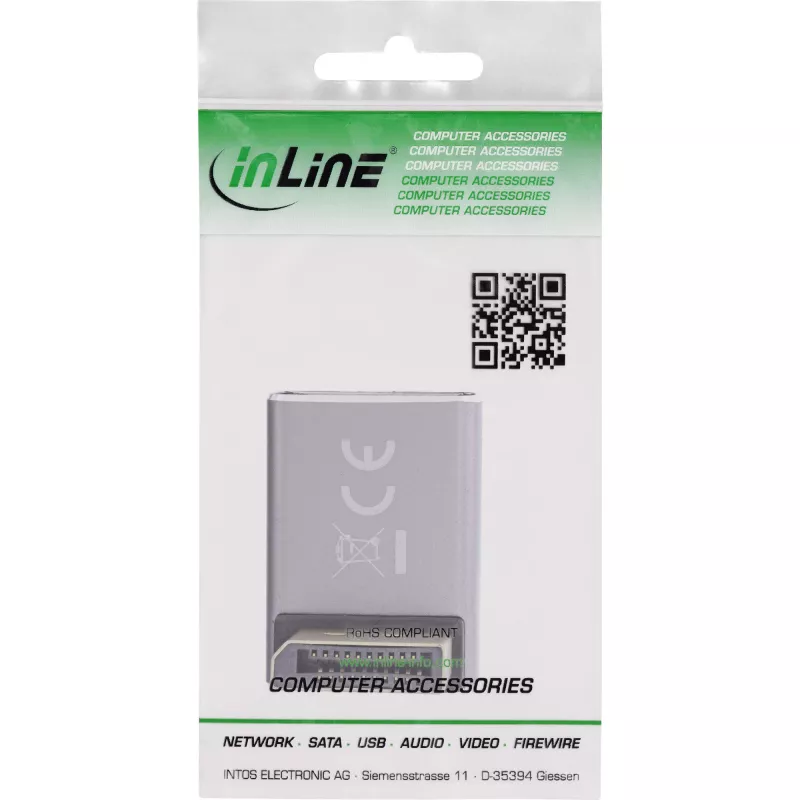 InLine 17291F kabelio lyties keitiklis DisplayPort Mini DisplayPort Pilka Juoda
