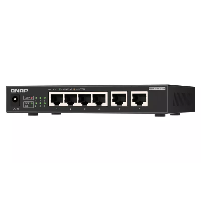 QNAP QSW-2104-2T-R2 tinklo komutatorius Nevaldomas 10G Ethernet (100/1000/10000) Stalinis Juoda