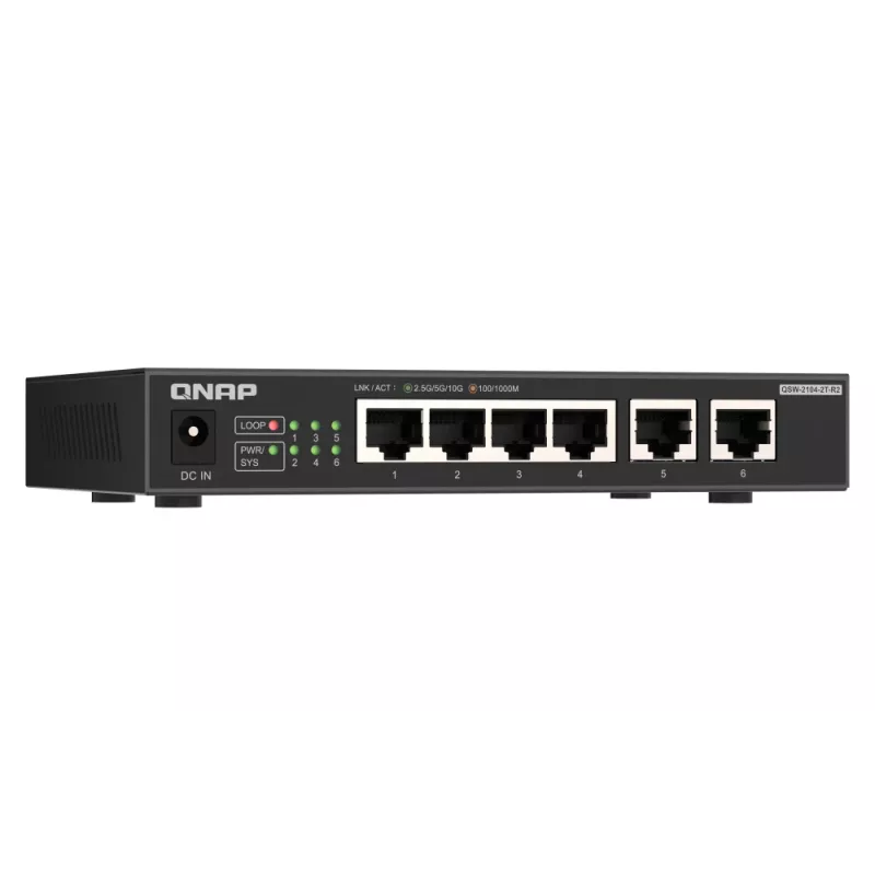QNAP QSW-2104-2T-R2 tinklo komutatorius Nevaldomas 10G Ethernet (100/1000/10000) Stalinis Juoda