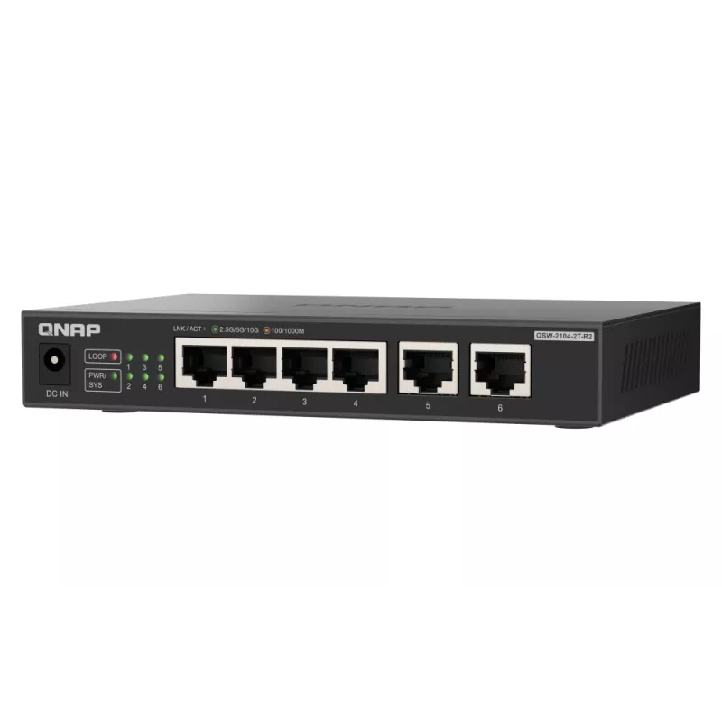 QNAP QSW-2104-2T-R2 tinklo komutatorius Nevaldomas 10G Ethernet (100/1000/10000) Stalinis Juoda