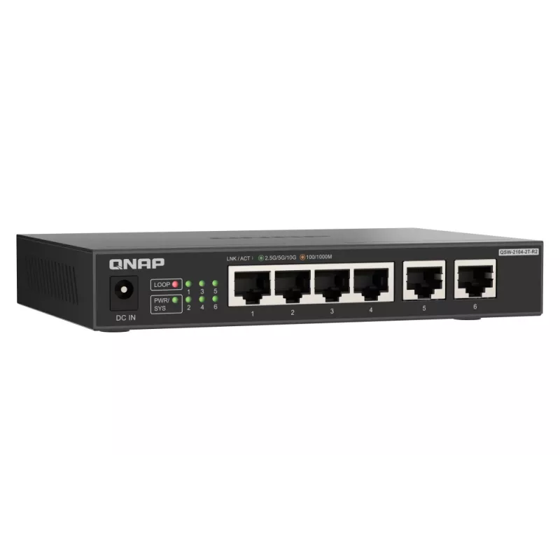 QNAP QSW-2104-2T-R2 tinklo komutatorius Nevaldomas 10G Ethernet (100/1000/10000) Stalinis Juoda