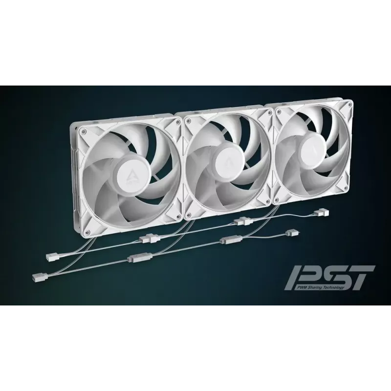 ARCTIC Freezer P14 Pro A-RGB (balta) – 3 vnt. pakuotė 140 mm A-RGB PWM ventiliatorius su kabelių skirstytuvu