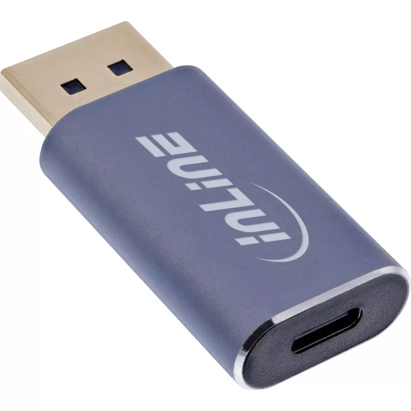 InLine 64107I vaizdo kabelio adapteris USB Type-C DisplayPort Pilka